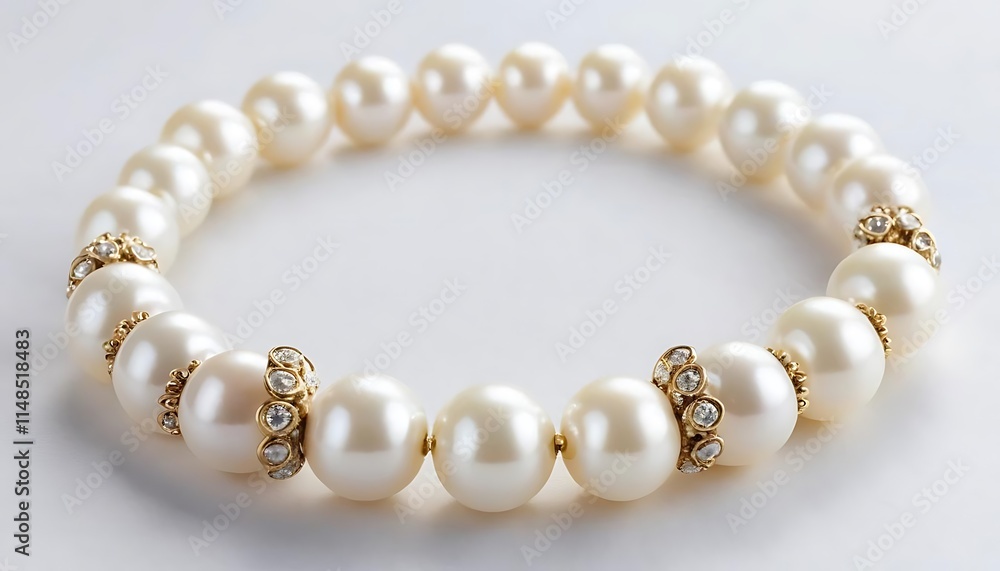 Elegant Pearl Bracelet With Diamond Accents Elegant Pearl Bracelet With Diamond Accents