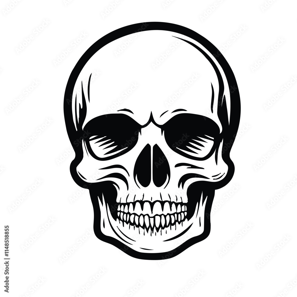 Black and white vector image of a human skull Black and white vector image of a human skull