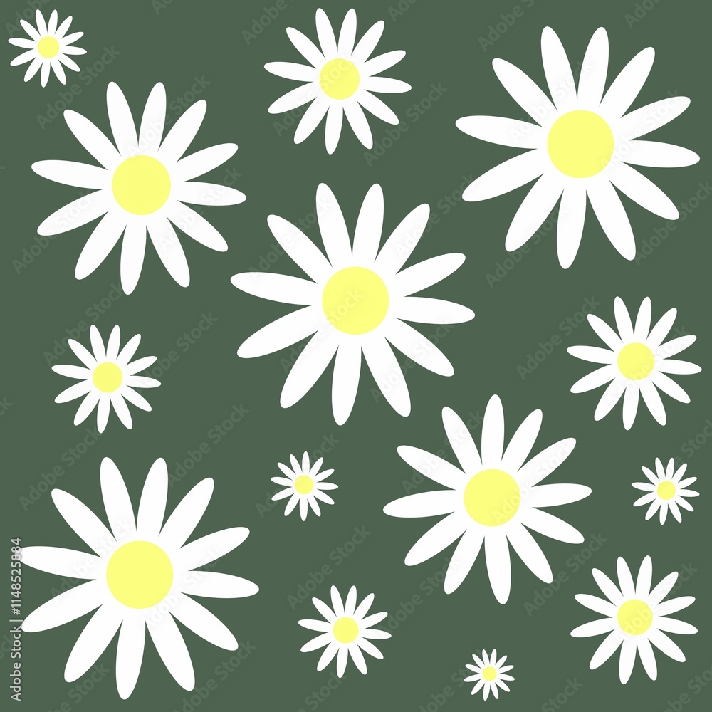 Seamless pattern with daisies elements Seamless pattern with daisies elements