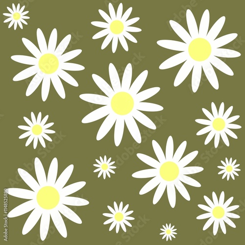 Seamless pattern with daisies elements