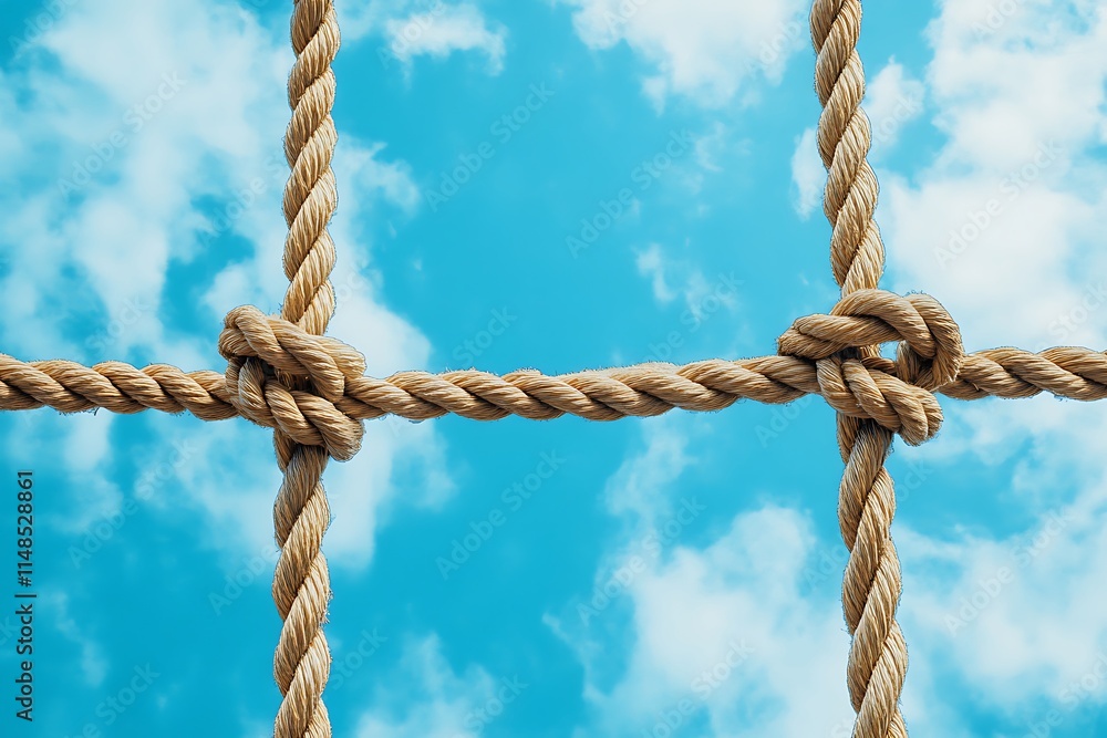Close up of a rope on a background of the blue sky Close up of a rope on a background of the blue sky