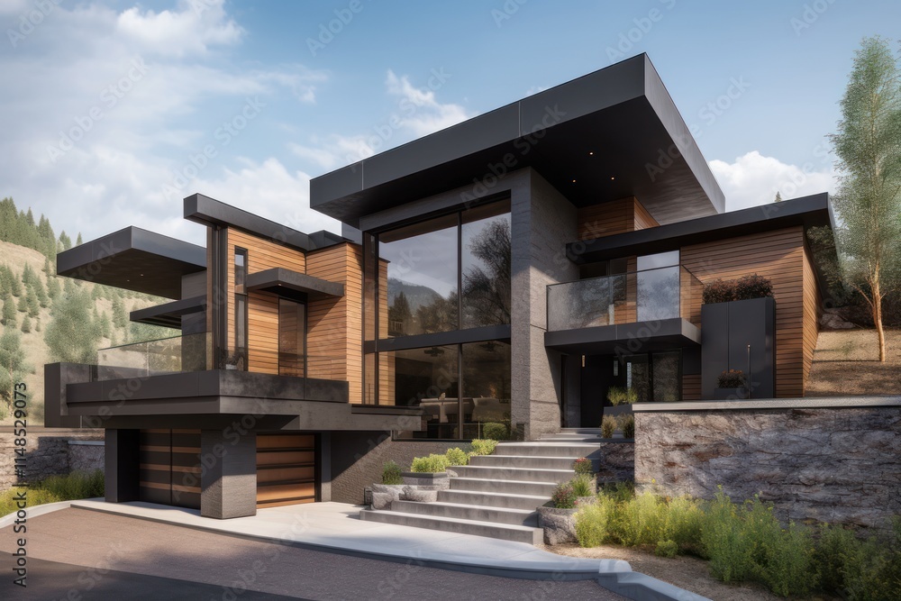 Modern Mountainside Home Architectural Design Modern Mountainside Home Architectural Design