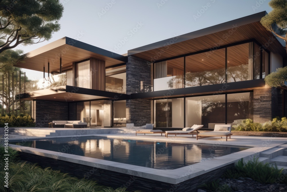 Modern Luxury Home With Infinity Pool And Landscaping