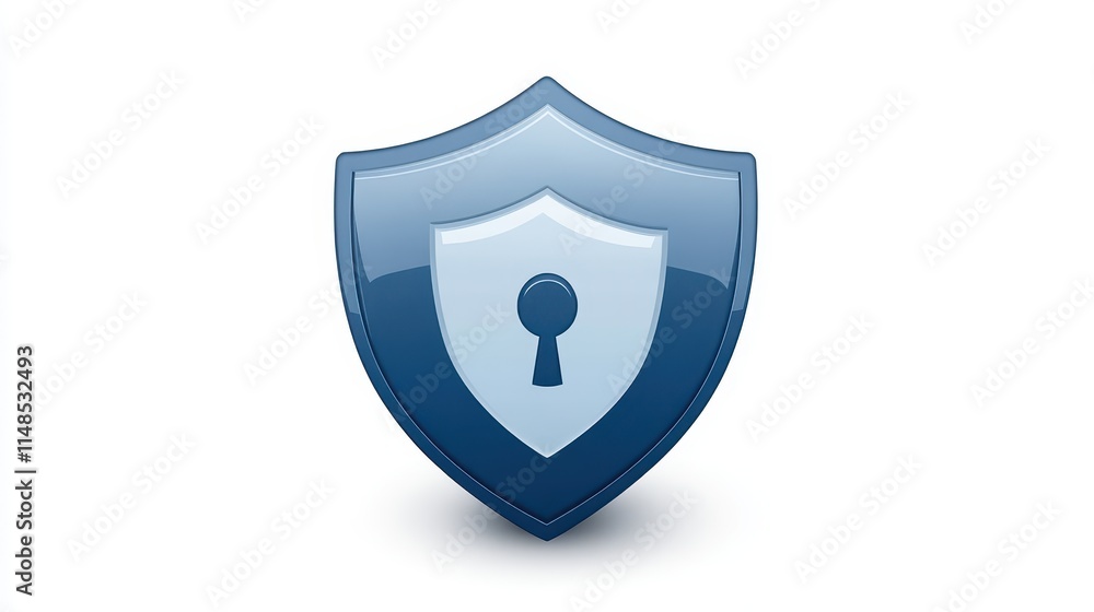 Impenetrable blue shield with keyhole, symbolizing data protection, security and access control Impenetrable blue shield with keyhole, symbolizing data protection, security and access control