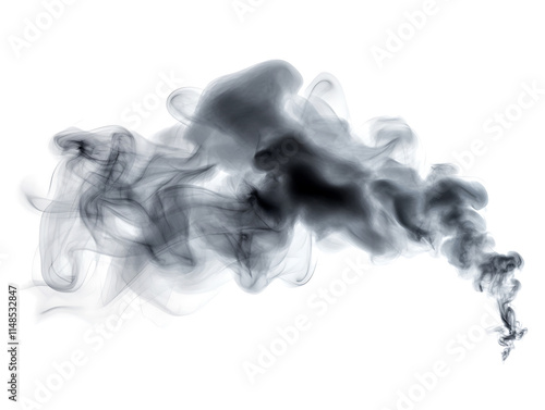 Grey smoke on the transparent background. Cigarette quitting concept. Air pollution idea