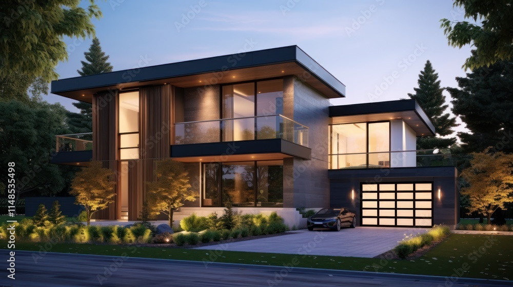 Modern Luxury Home Nighttime Exterior Design Modern Luxury Home Nighttime Exterior Design