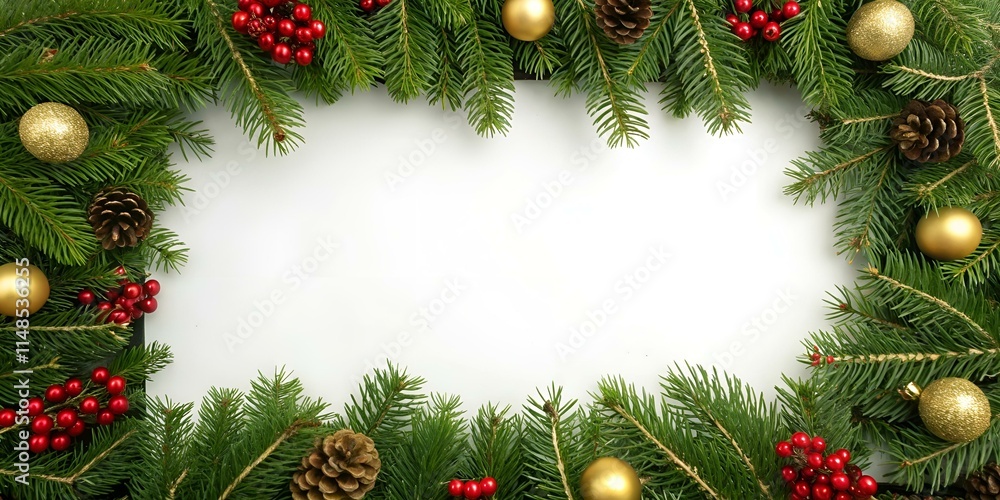 christmas frame with christmas tree branches and balls christmas frame with christmas tree branches and balls