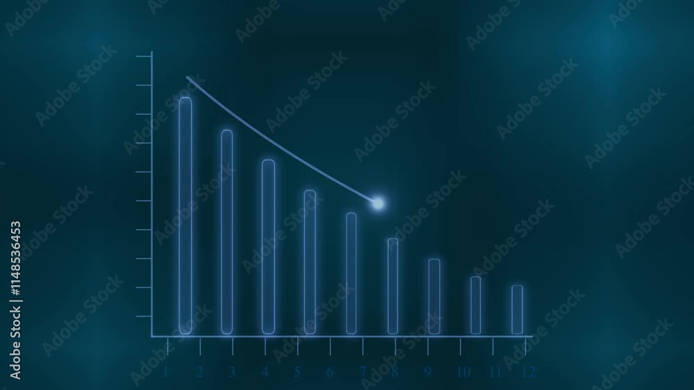 Glowing neon business graphic cyan icon animation .Business graphs show the growth of different organizations. Glowing neon business graphic cyan icon animation .Business graphs show the growth of different organizations.