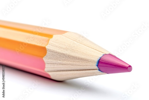 High-quality colored pencil with a smooth finish, isolated on a white background, showcasing its vibrant color and sharp tip in high resolution. photo