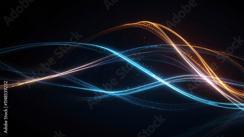 Abstract background Glowing shiny lines affect futuristic abstract background 