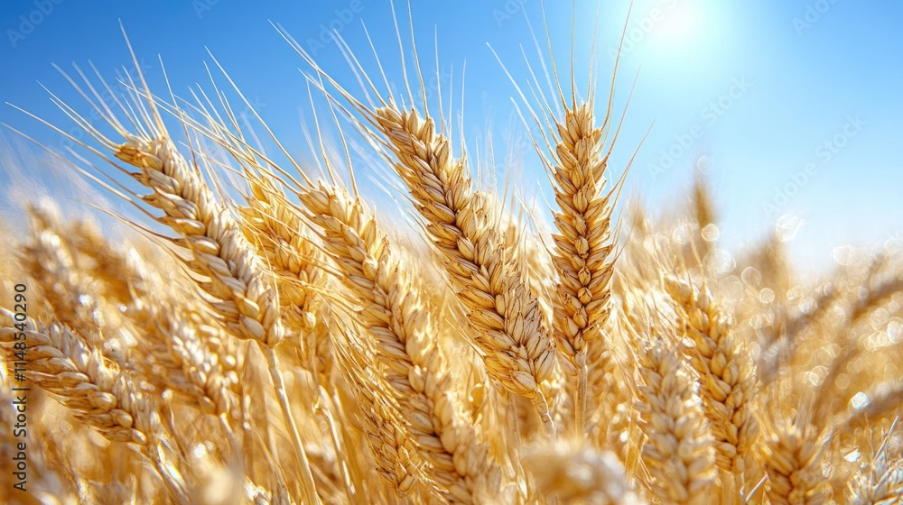 Ripe golden wheat stalks in a sunny field. Ripe golden wheat stalks in a sunny field.