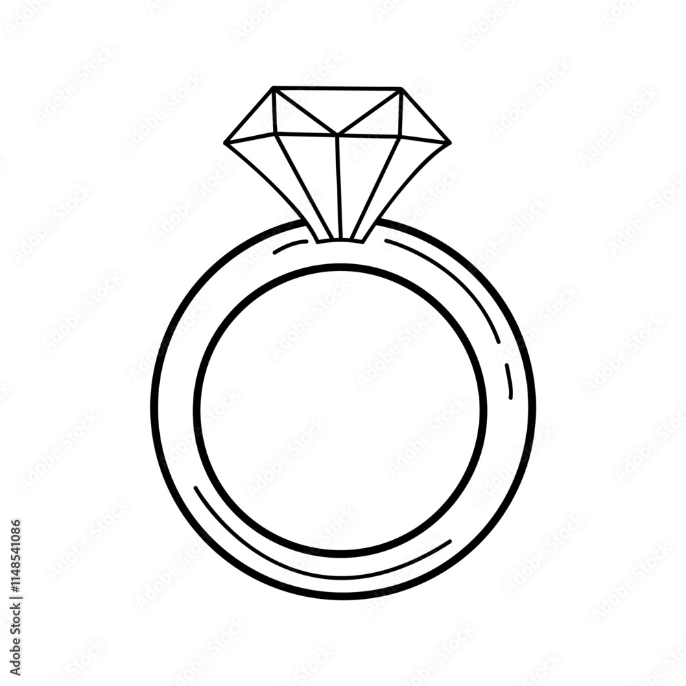 Hand drawn sparkling wedding,engagement ring flat vector icon isolated on a white background. Valentine s day concept icon. Doodle diamond ring. Hand drawn sparkling wedding,engagement ring flat vector icon isolated on a white background. Valentine s day concept icon. Doodle diamond ring.