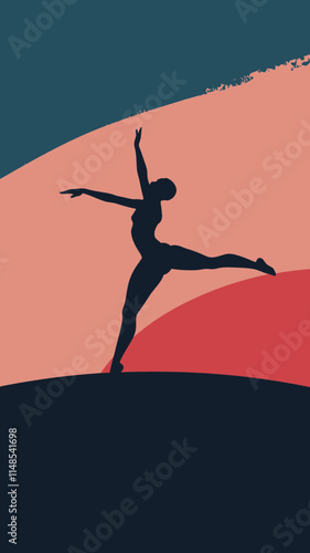 Elegant Gymnast Silhouette in Minimalist Style, Perfect for Sports and Design Inspiration