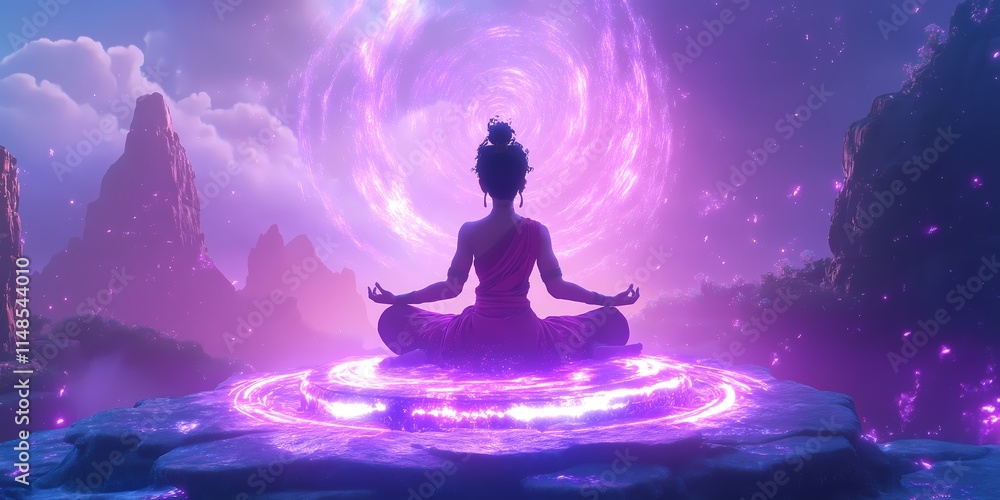 Serene Meditation Amidst Magical Landscape Serene Meditation Amidst Magical Landscape