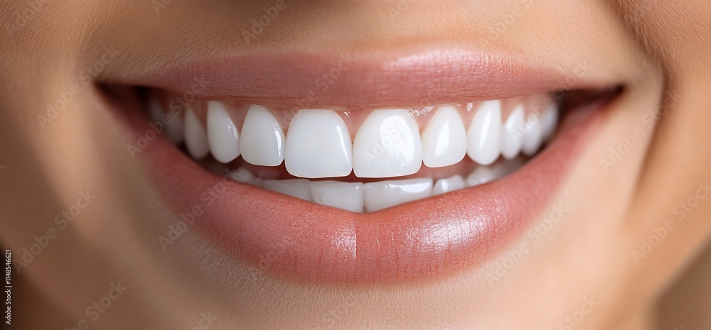 Fototapeta premium A close-up of a smiling person showcasing bright, white teeth.