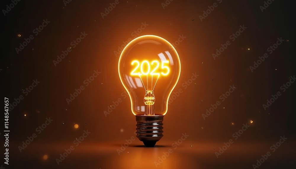 Lightbulb glowing for 2025 merry Christmas and happy new year. Lightbulb glowing for 2025 merry Christmas and happy new year.