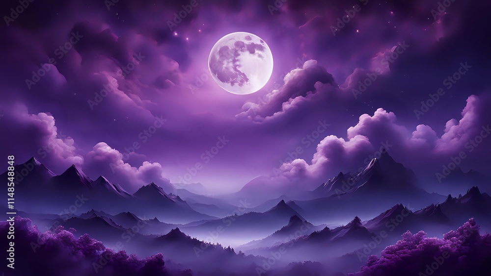 Fototapeta premium Gradient of deep purples capturing the essence of a moonlit night sky.