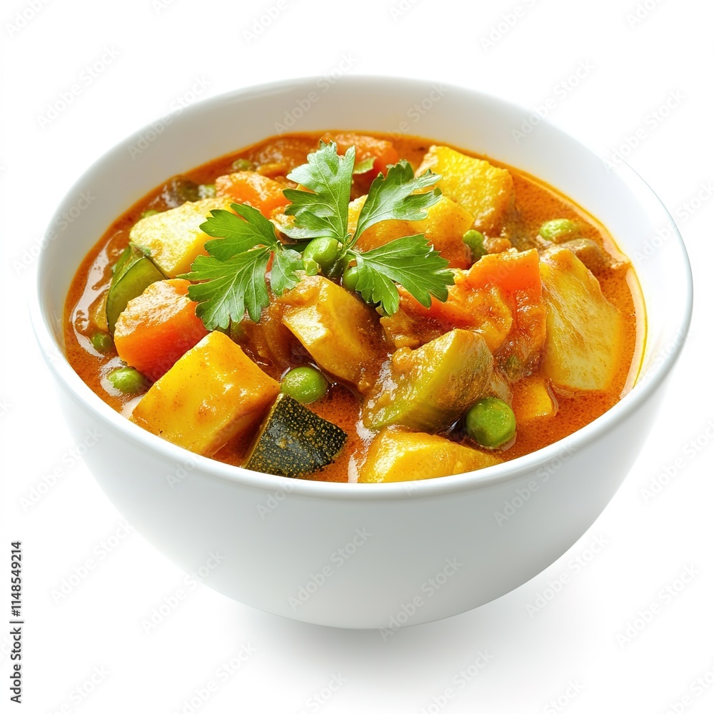 Delicious Vegetable Curry Isolated on White Background – Vibrant and Flavorful Vegetarian Dish Delicious Vegetable Curry Isolated on White Background – Vibrant and Flavorful Vegetarian Dish