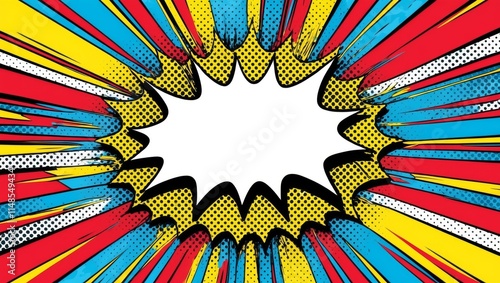 Colorful comic book explosion background in pop art style photo