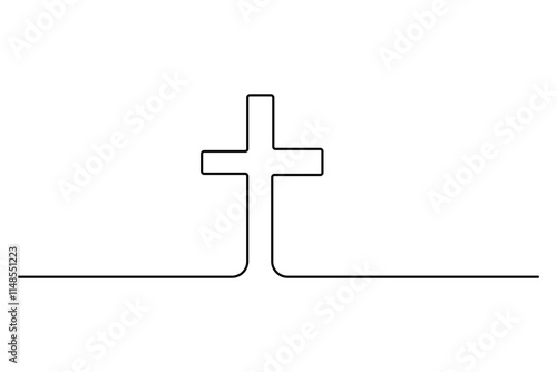 Christian three cross icon continuous one line art drawing with editable stroke vector Icon.