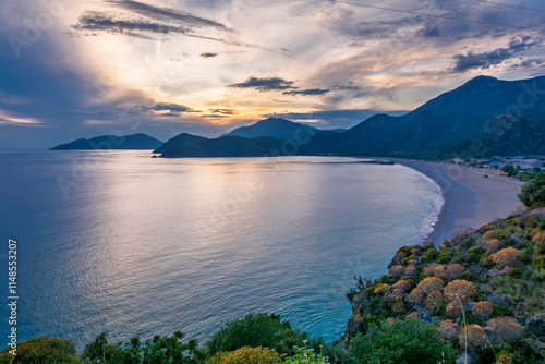 Fototapeta Naklejka Na Ścianę i Meble -  Sunset view at Oludeniz Beach of Turkey