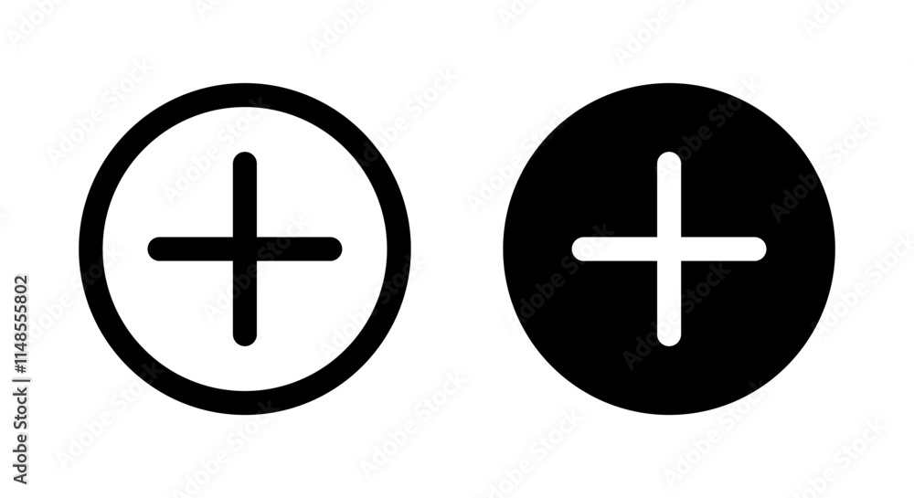 Obraz premium Add icon on black circle. Plus sign symbol
