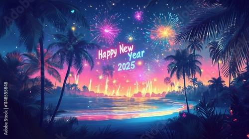 Celebrate New Year's Eve 2025 with a Tropical Paradise Twist! Experience the magic of vibrant fireworks illuminating the night sky