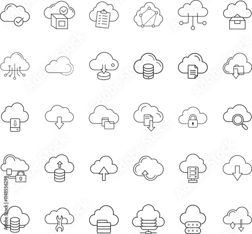 Cloud Computing Icons Storage, Backup, Network, and Data Services