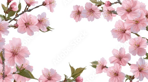 Wallpaper Mural Pink Cherry Blossom Flowers Frame on White Background Torontodigital.ca