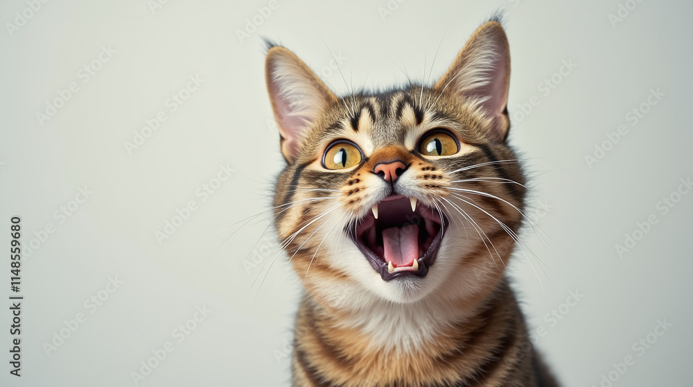 Surprised Cat with Wow Expression against Clean Background Surprised Cat with Wow Expression against Clean Background