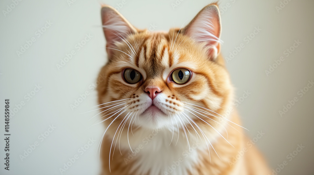 Grumpy Angry Pissed Cat Portrait against Clean Background Grumpy Angry Pissed Cat Portrait against Clean Background