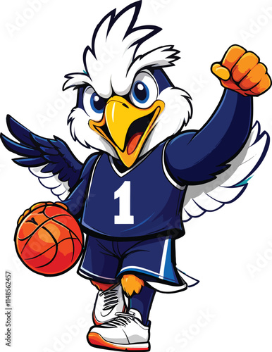 Energetic Eagle Basketball Mascot