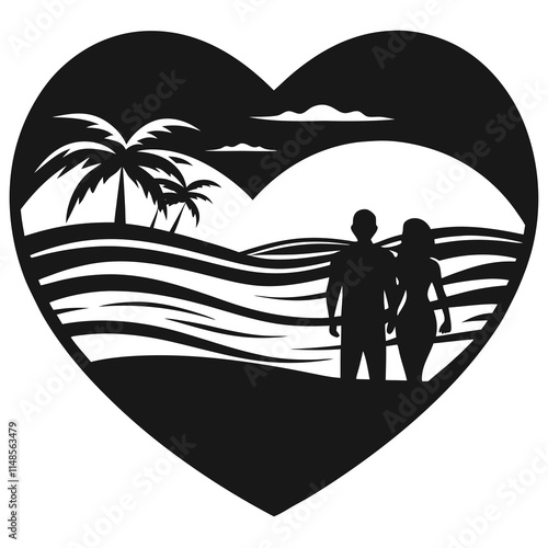couple on the beach at sunset