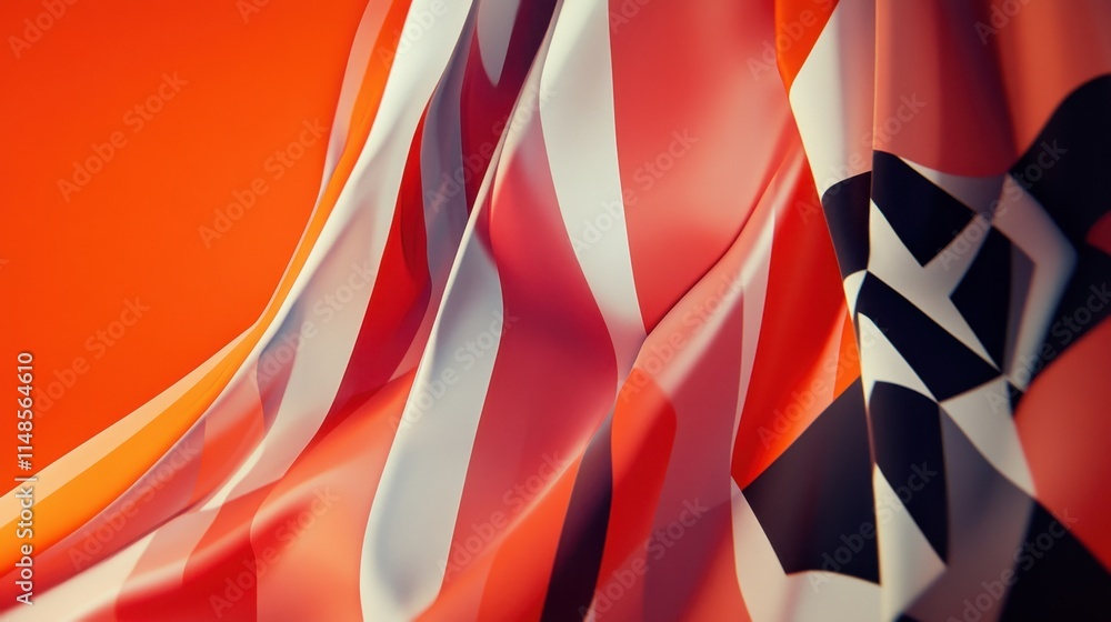 Obraz premium Abstract Fabric Waves with Bold Colors and Patterns