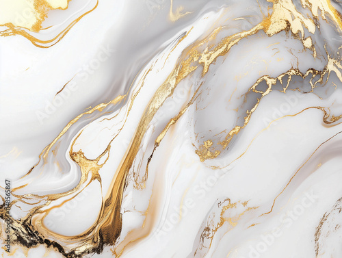 A smooth white marble design with contrasting metallic gold streaks weaving through wallpaper backgound 