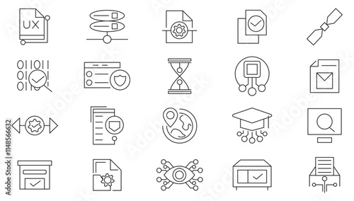 Artificial Intelligence line icon set. Innovation technology, machine, robot, bot, brain, neural network, technology, ai, networking, progress, scheme line icon set. UI thin line icon pack.