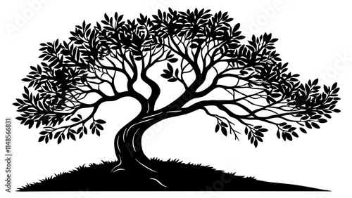 Olive tree silhouette icon isolated on white background.