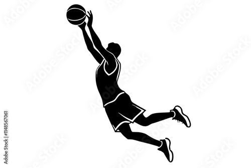 A basketball player dunking
