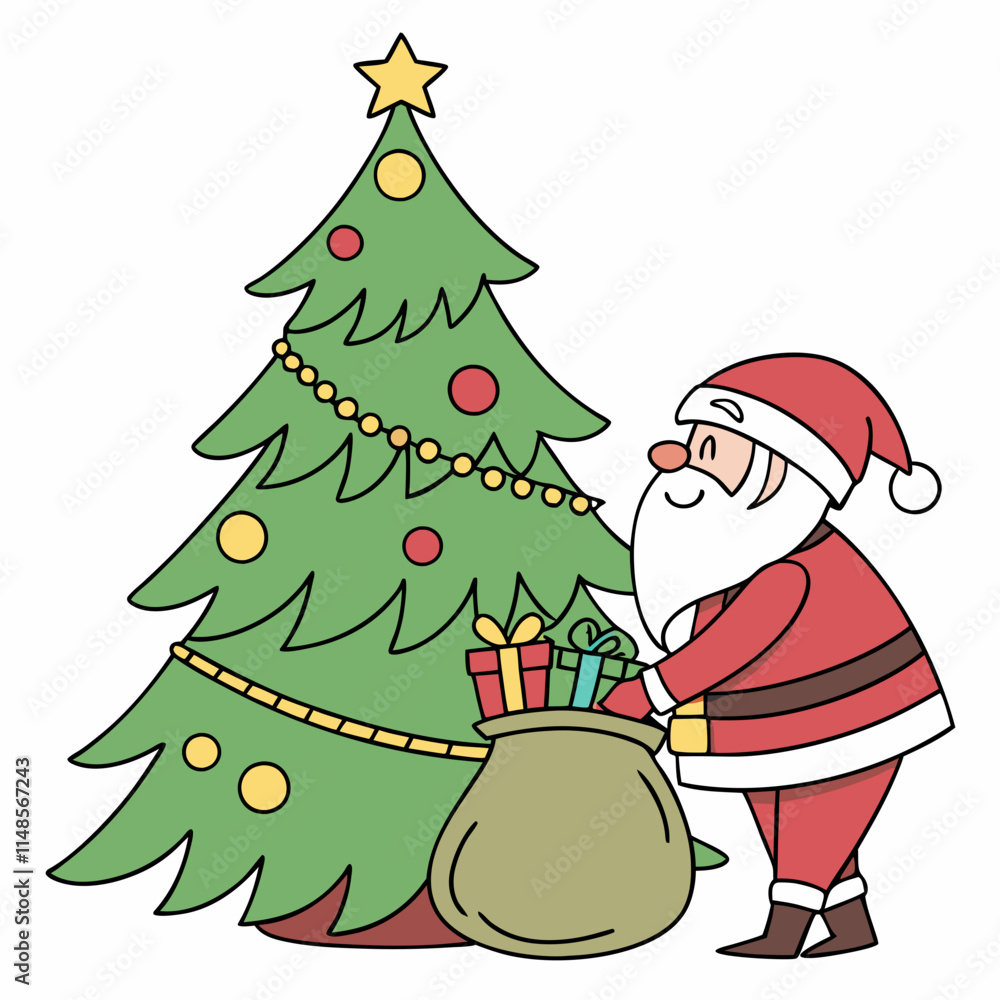 Santa Claus and Christmas tree vector design for Christmas Day on the background Santa Claus and Christmas tree vector design for Christmas Day on the background