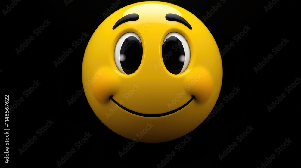 Fototapeta premium A cheerful yellow emoji showcases joy and excitement with its big smile and bright eyes, perfectly capturing feelings of happiness and delight for all occasions