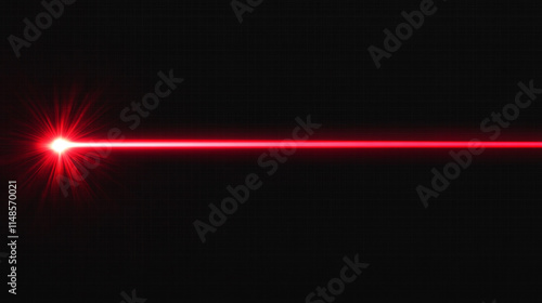 Abstract red laser beam piercing through black background representing futuristic technology and speed in a dark studio