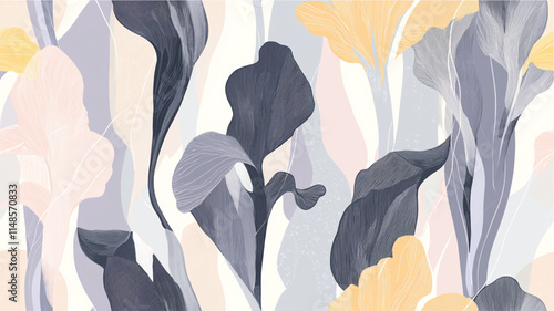 Pastel irises seamless pattern flat illustration in modern style