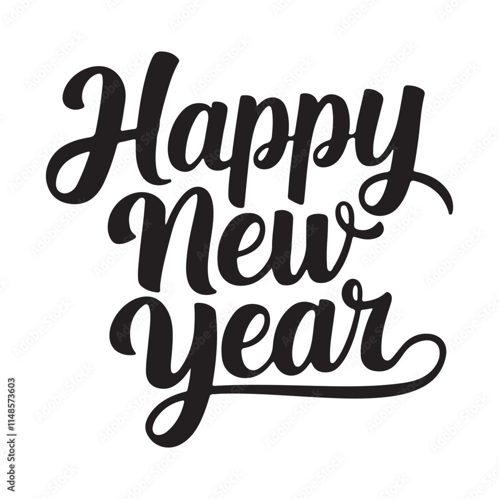 Happy New Year calligraphy, typography, and silhouette vector art illustration Happy New Year calligraphy, typography, and silhouette vector art illustration