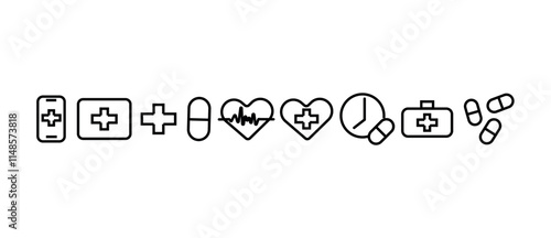 Medical & Healtcare line icon set. Medical & Healtcare icons. medical, pharmacy vector illustrator file with transparent background