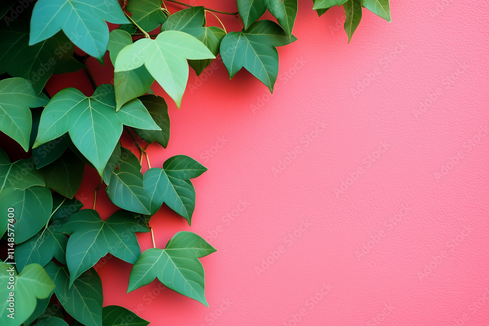 Glossy green leaves arranged in an organic pattern on a rich background with free space Glossy green leaves arranged in an organic pattern on a rich background with free space