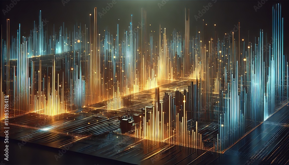 A futuristic abstract visualization of a glowing digital landscape A futuristic abstract visualization of a glowing digital landscape