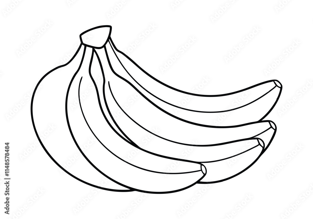 Minimalist Continuous Line Art of Various Bananas Including a Bunch, Single, and Peeled Banana in Organic Style Minimalist Continuous Line Art of Various Bananas Including a Bunch, Single, and Peeled Banana in Organic Style