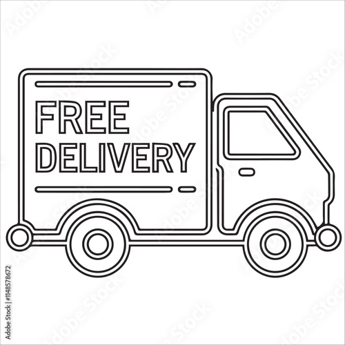 PrintModern Delivery Truck Illustration for Logistics and Supply Chain Concepts
Simple Black Cargo Truck Icon for E-commerce and Business Use photo