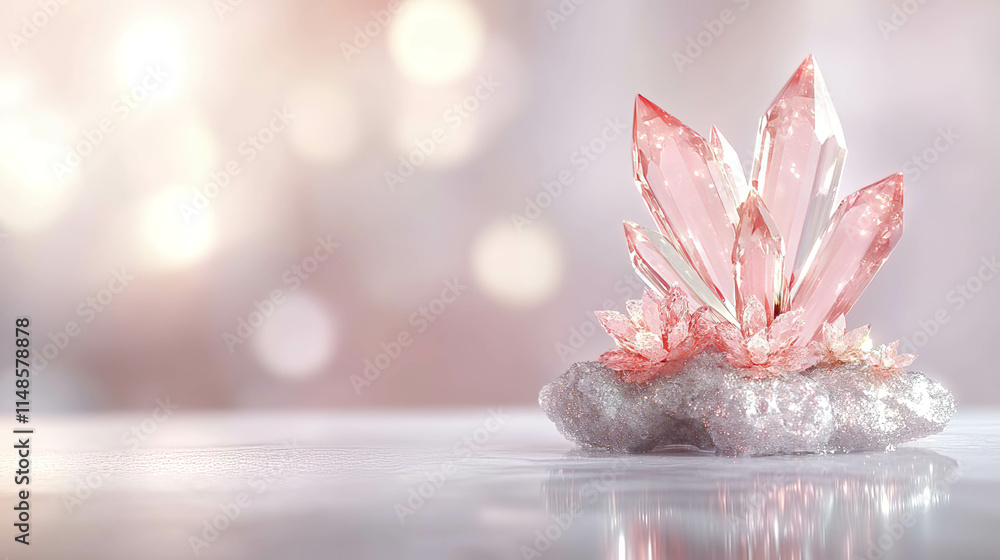 Crystal Pink Valentine conveys delicate sentiments of intimacy affection and softness. Elegant Pink Crystal Arrangement on a Soft Background for Romance Crystal Pink Valentine conveys delicate sentiments of intimacy affection and softness. Elegant Pink Crystal Arrangement on a Soft Background for Romance