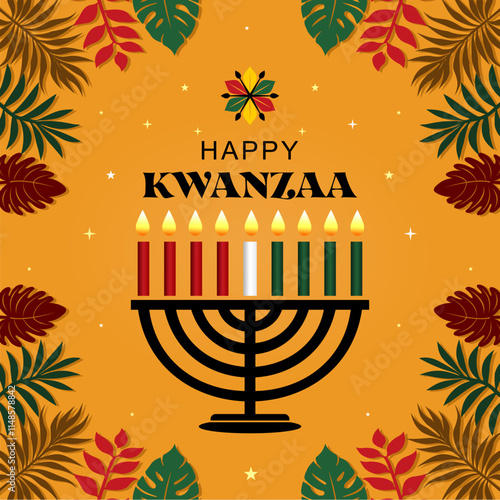 Elegant Happy Kwanzaa holiday background. African American cultural festival. . Best for banners, cards, and social media posts.